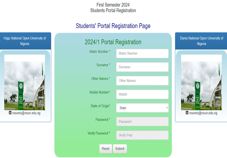 NOUN portal registration 
