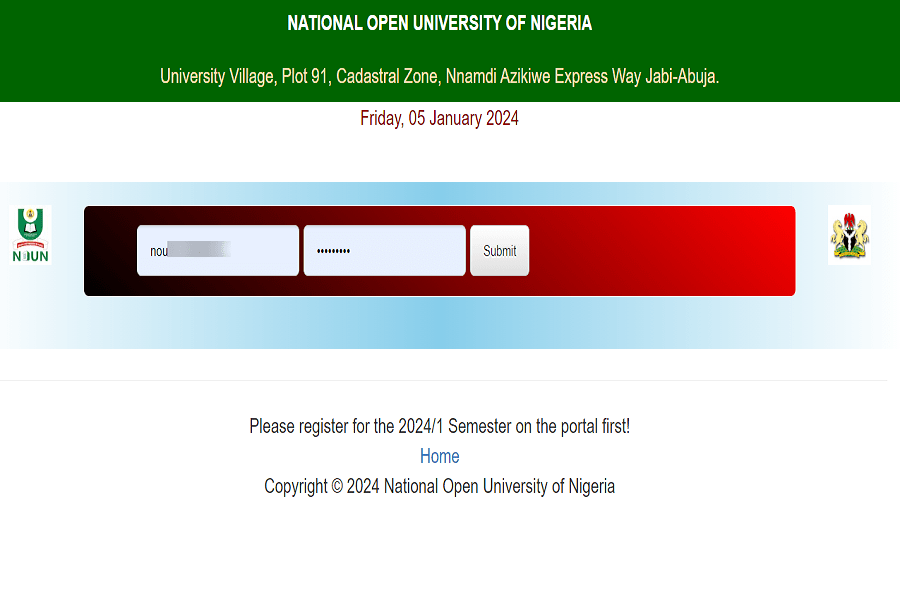 NOUN portal registration