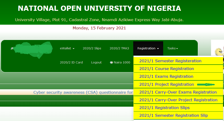 noun student's portal