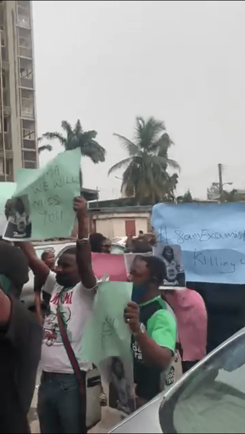 NOUN students protesting in Lagos