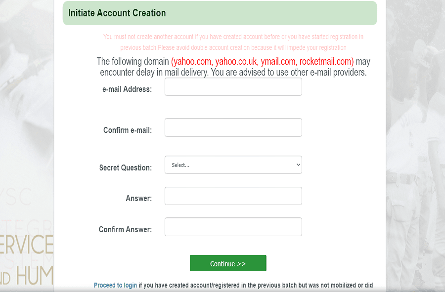 NOUN NYSC exclusion letter registration procedure