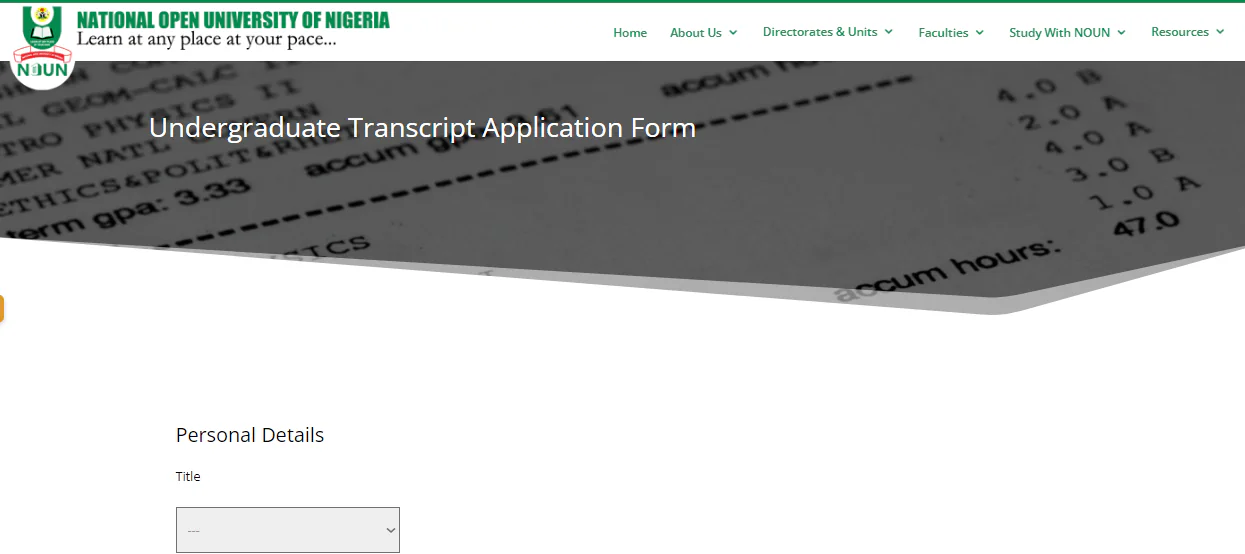 noun undergraduate transcript