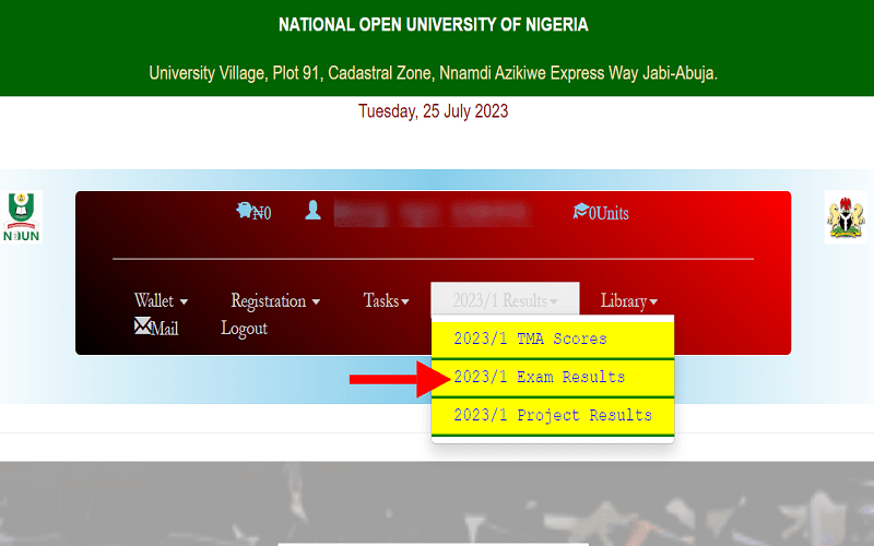 Steps to Check NOUN Exam Result at www.nouonline.net