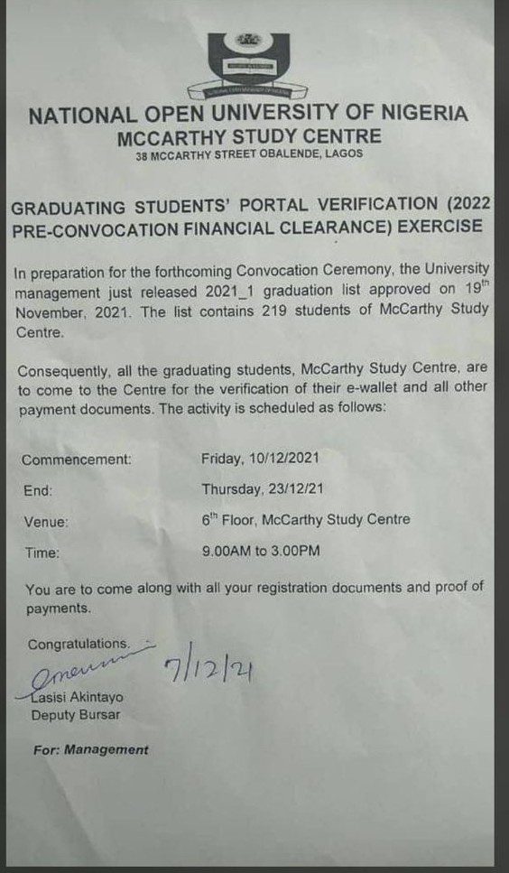 McCarthy portal verification for graduates