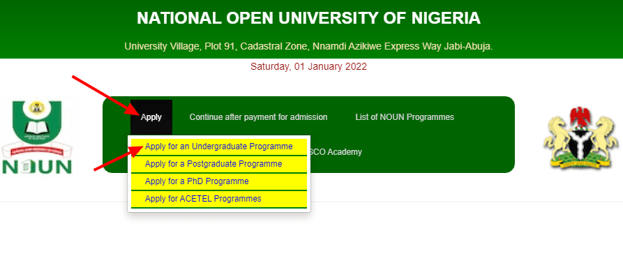 noun admission portal