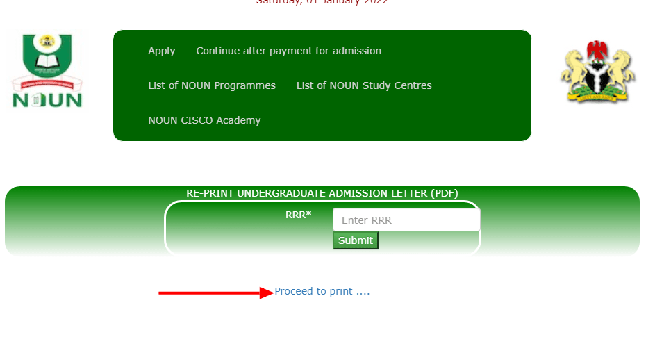 noun admission portal