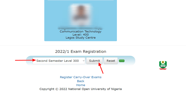 how to register noun carryover exams 