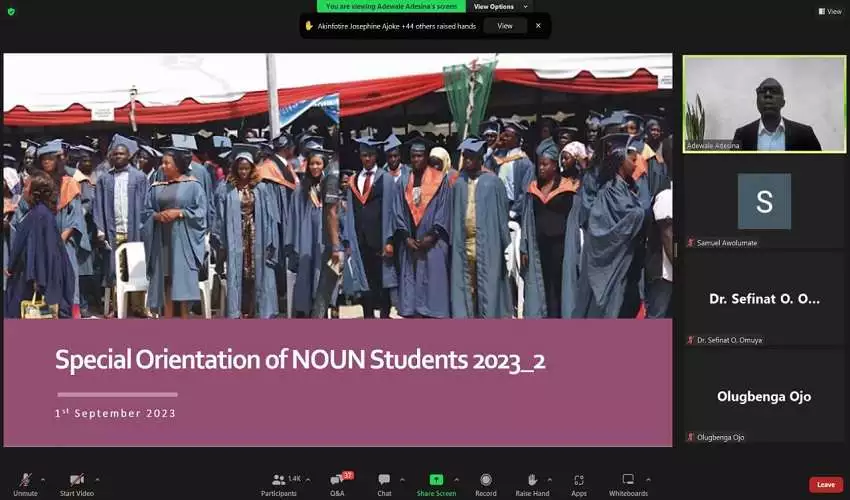 Summary Of NOUN 2023_2 Online Orientation Webinar