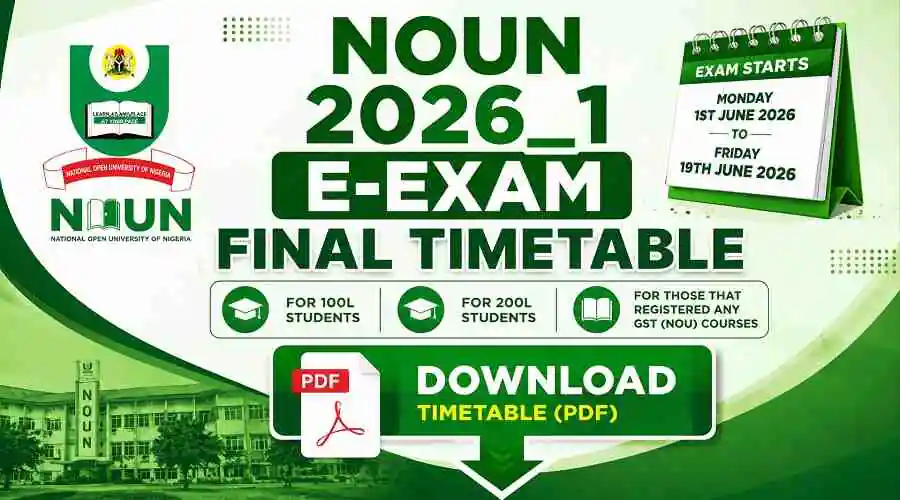 NOUN 2026_1 E-exam Final Timetable