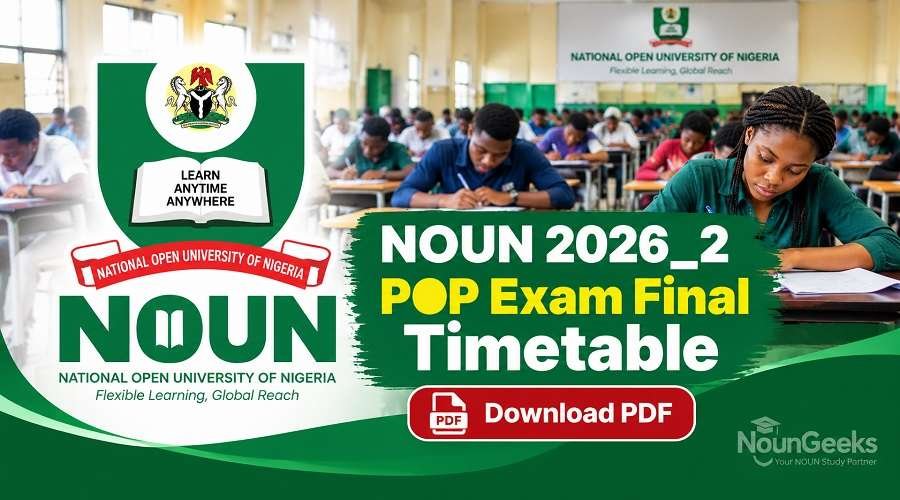 NOUN 2026_2 POP Exam Final Timetable